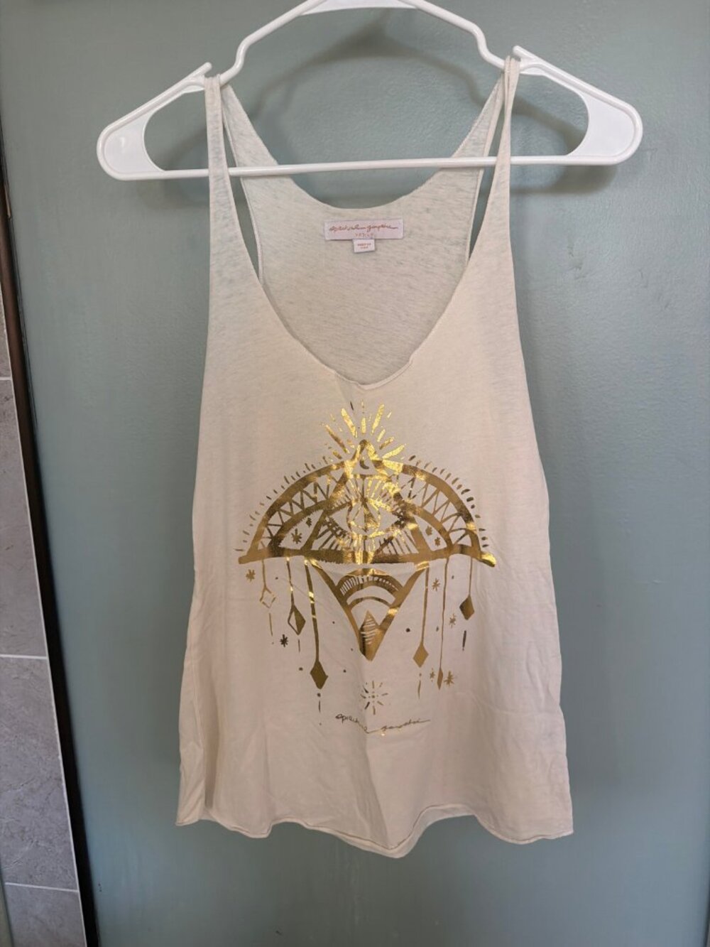 Spiritual Gangster White Tank Top Gold Eye Graphic Size M Like New